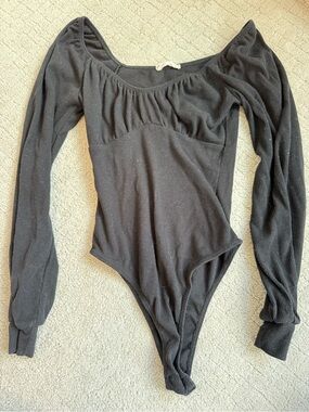 Altar'd State Black Long Sleeve Ribbed Bodysuit